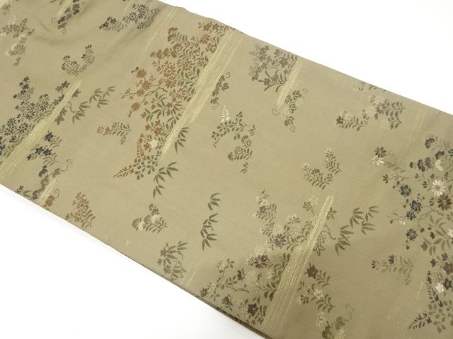 JAPANESE KIMONO / ANTIQUE MARU OBI / SILK / WOVEN KIKU